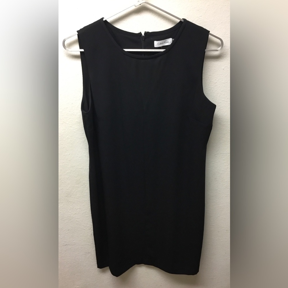 Calvin Klein Sz 12 Plain Black Off The Shoulder Little Black Dress